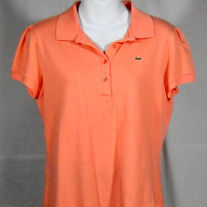 LACOSTE (SZ 42 - 10 US) CORAL POLO W/ GATOR ICON.